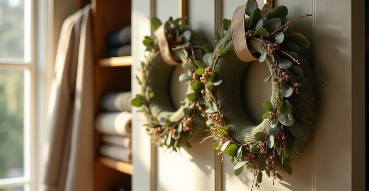 Space-Saving Wreaths You Can Easily Store Behind a Door